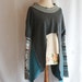 Dark Grey Pine Green Jacket Blazer Size L Large Stripes Sleeves Upcycled Woman's Top Shabby Chic Eco Friendly Upcycled Clothing