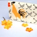 Credit Card Case, Handmade Business Card Holder, Chickens, Yellow, Orange, Grey, Cream