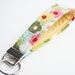 Wristlet Keychain, Fabric Key Fob, Buttercup and Pink Flowers