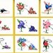 ACEO - 9 Little Prints of Flower Shoes - Set no. 2 - Enhanced with Watercolor Paint