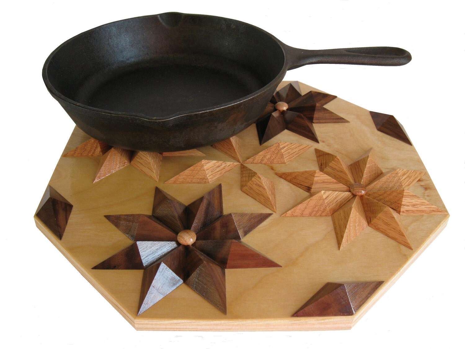 Wooden Trivet or Table Centerpiece. 3 D wood flower by hooknsaw