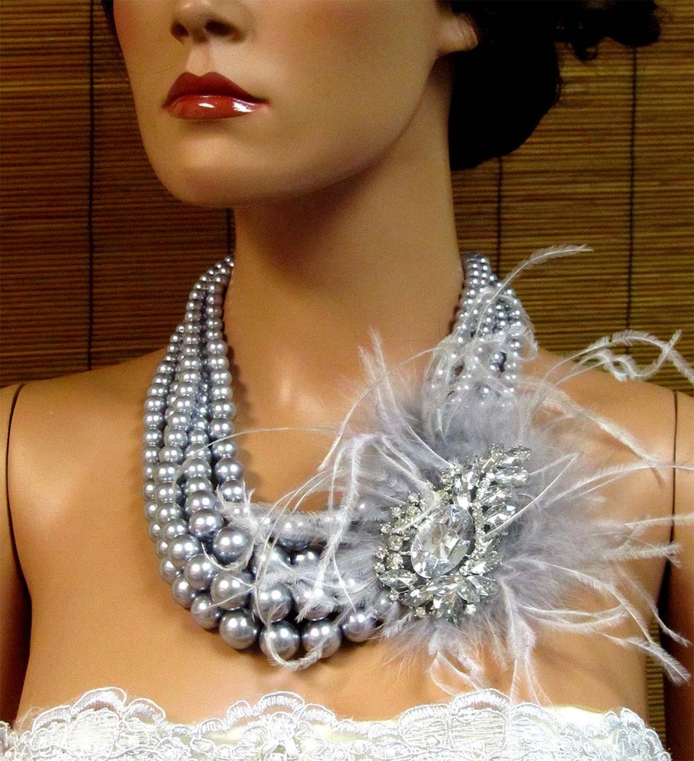 Crystal pearl bridal necklace Bridal jewelry pearl