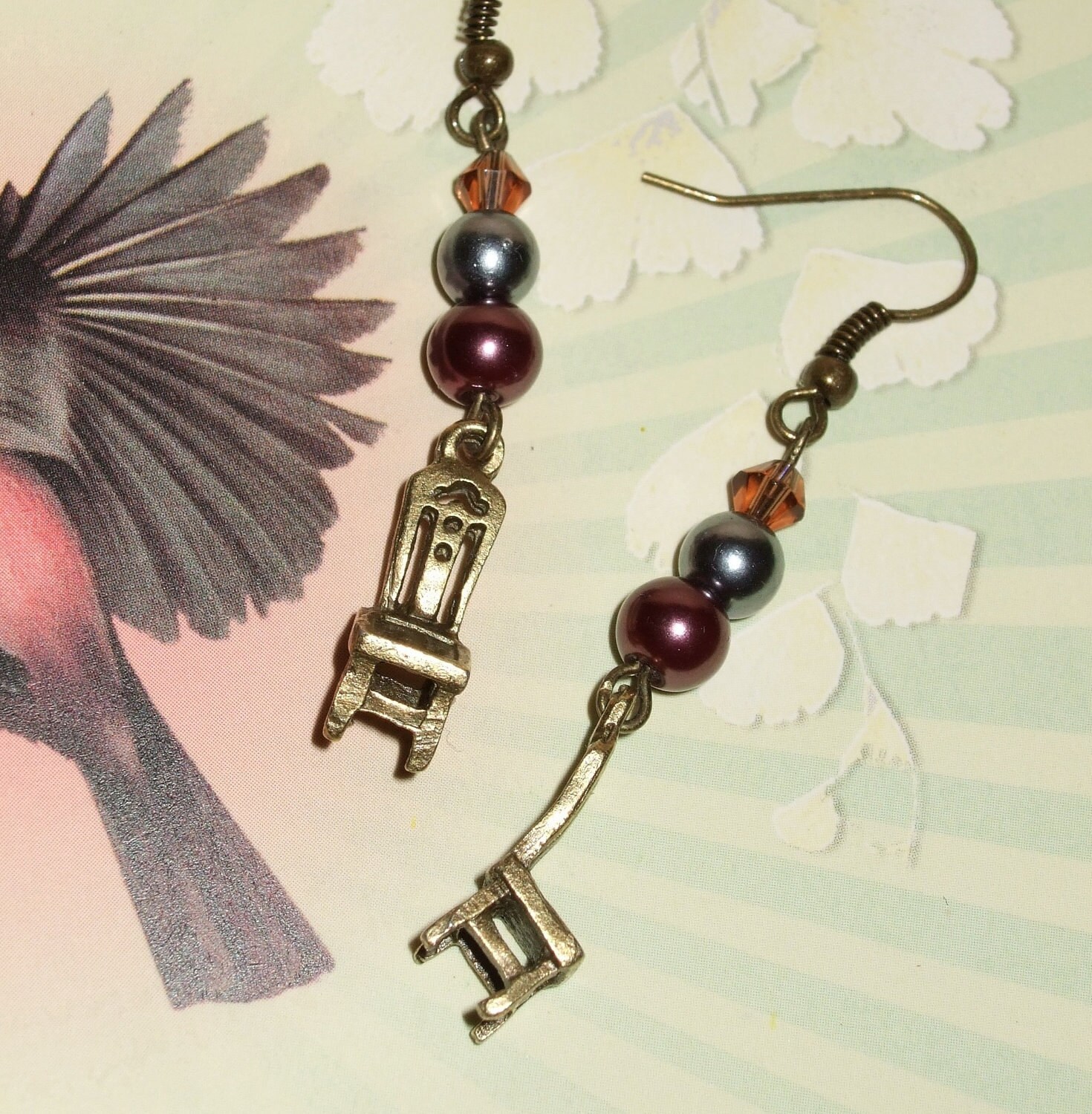 Chair Necklace and Earrings Set Quirky Jewelry Drop