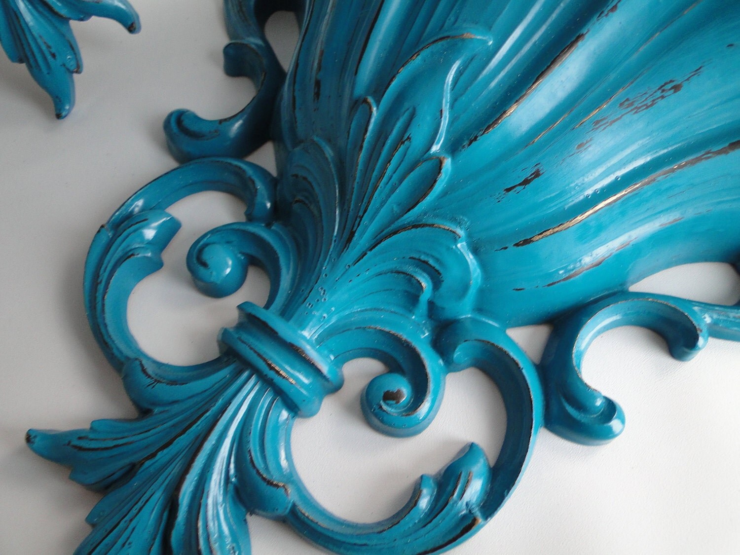 Updated Painted Vintage Wall Pockets blue teal by TRWpainted