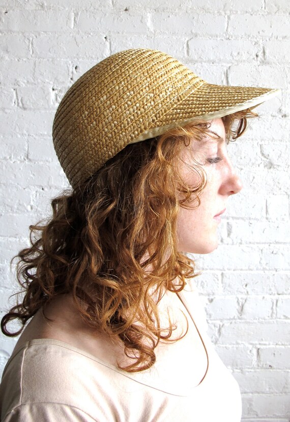 Vtg 80s 90s Woven Wicker Baseball Cap / Hat