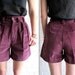Vtg 90s High Waist Corduroy Shorts / Altered Burgundy Pleated Shorts / 26 Waist