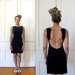 Vtg 90s Blue Velvet Dress With Back Cutout / Minimalist Party Dress