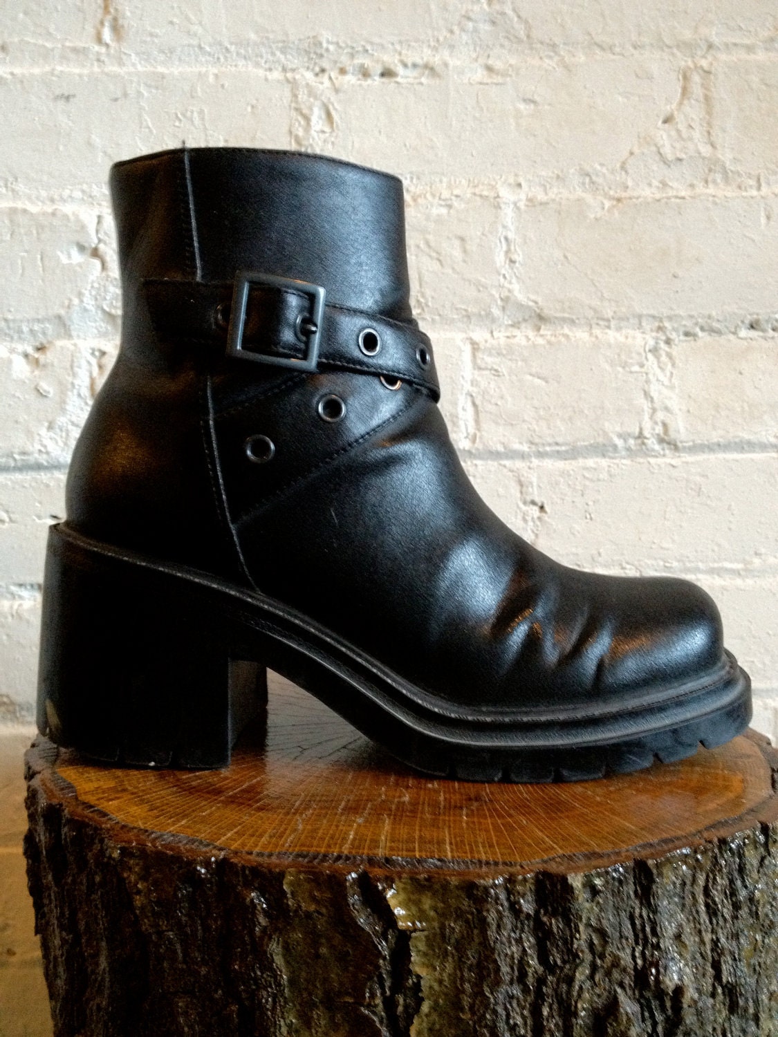 biker boots chunky heel