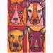 Giclee Dog Art Print, Whimsical Animals in Orange Red Pink