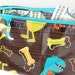 Kids Give Spend Save budget wallet with designer laminated cotton // 3 sections // dinosaurs, brown, turquoise, green, orange