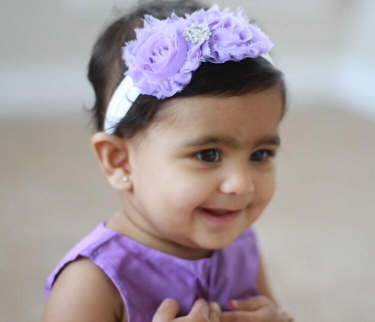 Lavendar Baby Headbands. Light Purple by Pinkpaisleybowtique