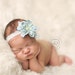 Light Blue Flower Headband- Newborn Headband - Baby Photo Prop - Toddler Headband - Vintage Headband