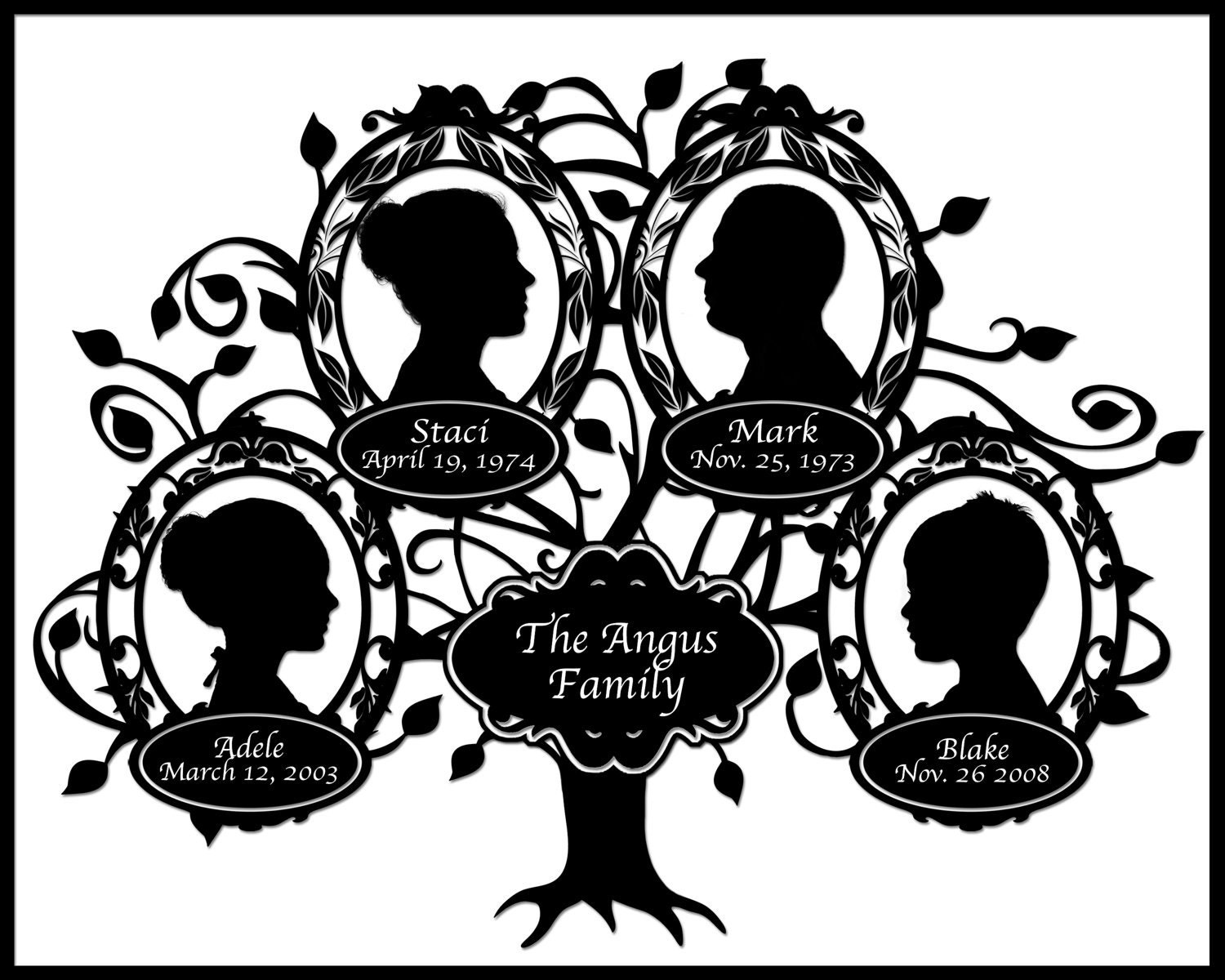 Custom Family Tree with Silhouettes