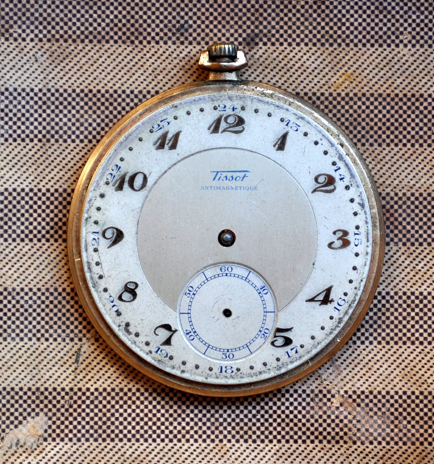 Antique Gold plated pocket watch case with movement and