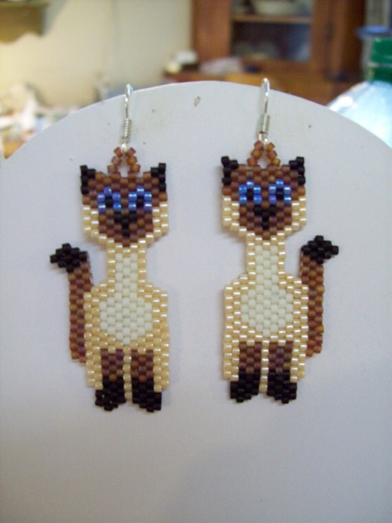 bracelet hama bead Style Cat Boho Southwestern Native Beaded Siamese Earrings