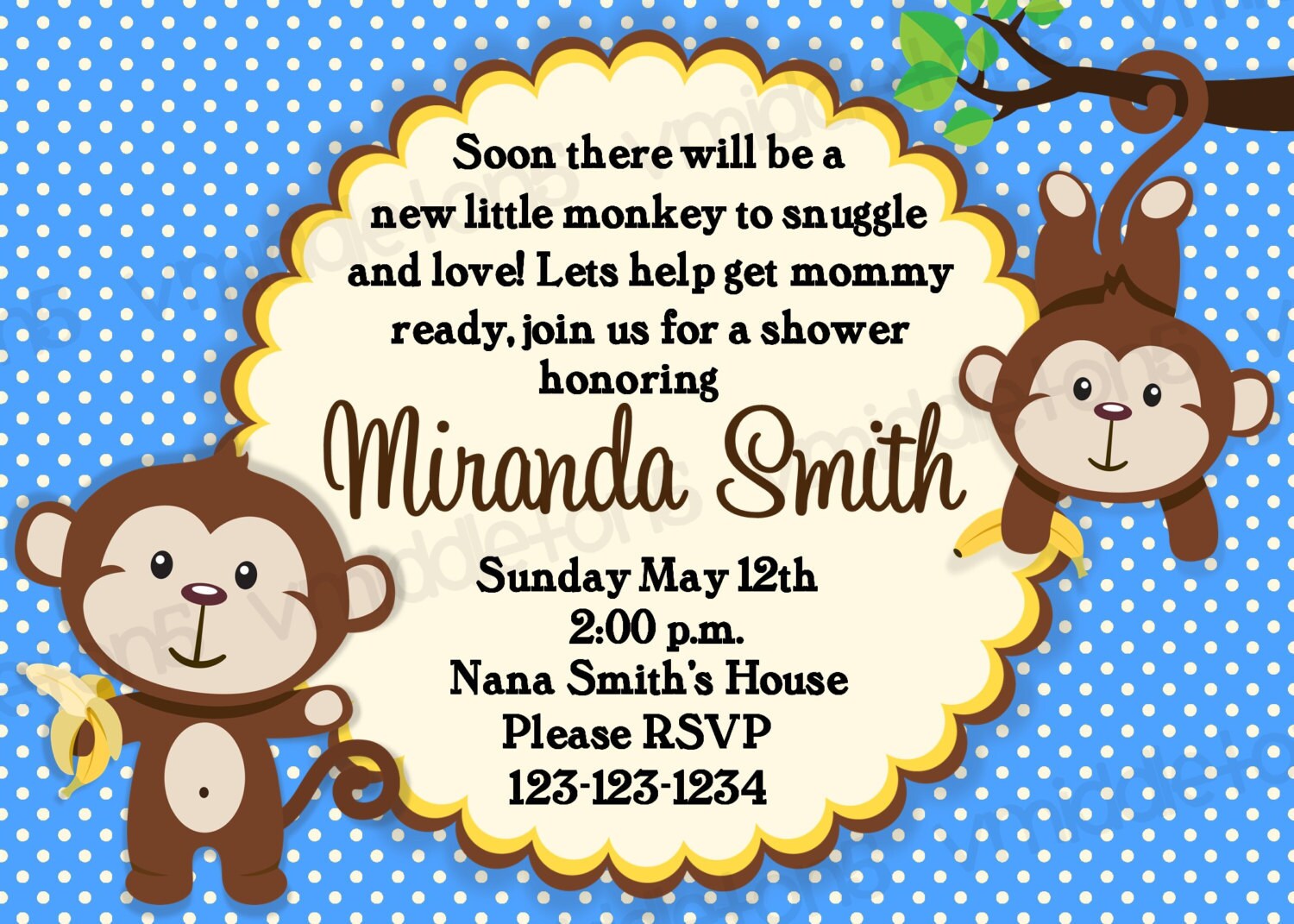 Monkey Baby Shower Invitations For Boy 2