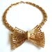 SALE Signed jumbo Bow Tie Monet Choker, goldtone Bowtie Vintage Cool Blacktie casual, party Statement necklace Very Retro 40s 50s