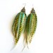 Long Feather Earrings "Garden Fairies" Turquoise, Aqua Green, Yellow, White, Pastel, Grizzly, Tribal Gypsy Fall Fashion