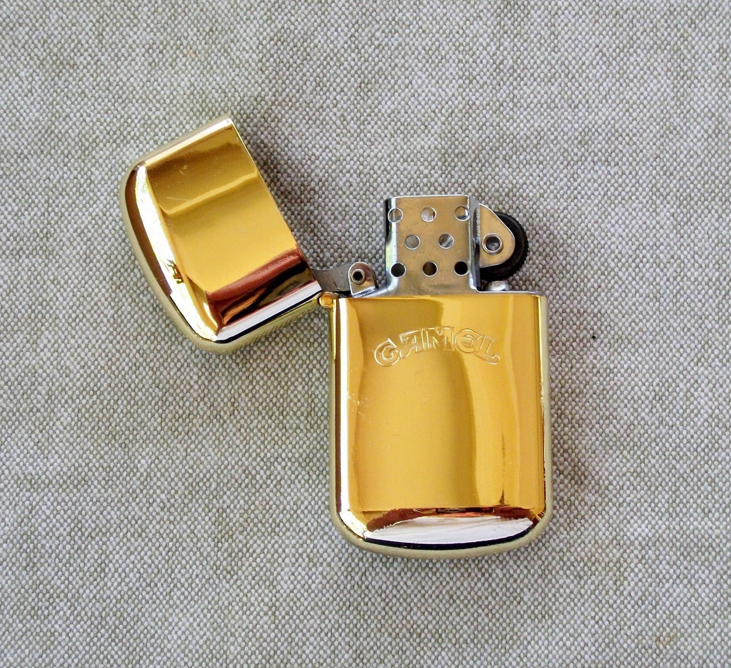 Vintage Camel Cigarette Lighter in Gold Tone and Slim Design