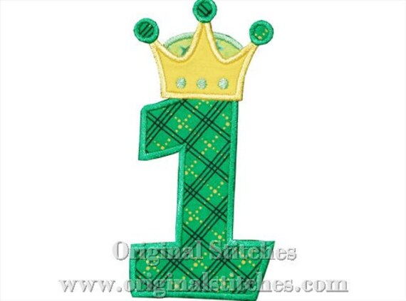 Number 1 King's Crown Applique and Embroidery Design File