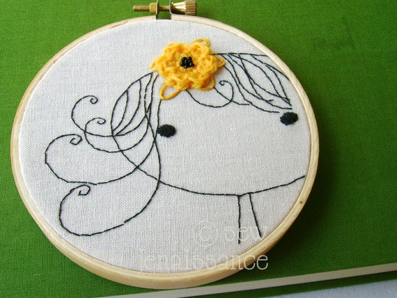 Embroidery Pattern PDF Girl with  Flower