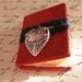 SALE - Mini Red Leather and Lace Journal with Heart Charm Necklace - Jane Austen Theme inside