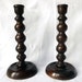 Antique wooden candlesticks, a pair from England