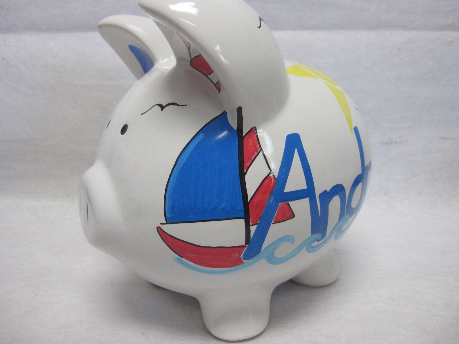 Personalized Piggy Bank Sail Boat by ThisLittlePiggieBank on Etsy