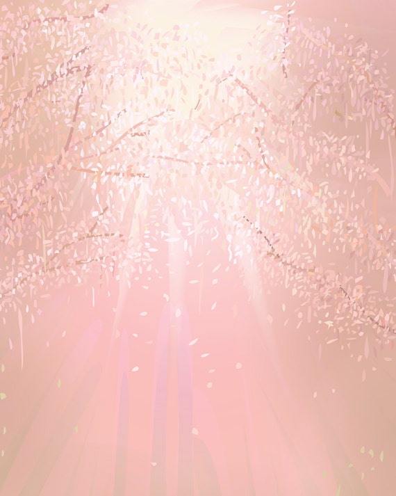 Light Through Trees - Art Print - 8 x 10- Open Edition - trees, foliage, sunlight, pink