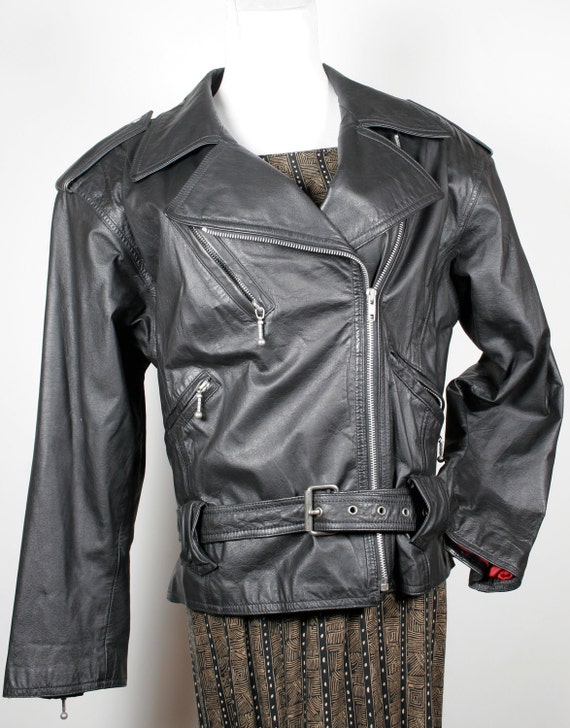 Vintage Women's Black Motorcycle Leather Jacket by Winlit