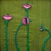 Framed,emerald green hand embroidery: Sisters,The happiest mouths in the garden
