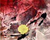 Art Decor: Abstract Relief Print in Red and Black