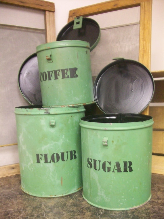 Green Coffee Flour Sugar canisters