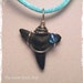 Designer Wire Wrapped Sharks Tooth..Blue Czech Glass and Silver - M202