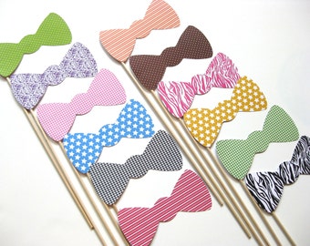Photo Booth Props on a Stick - Bow Ties - Set of 12 - Photobooth Props