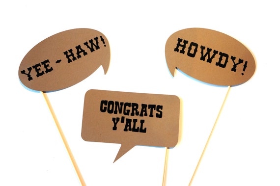 Photo Booth Props Western Word Bubbles 3 Piece Prop Set