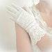 Ivory Bridal Gloves Eyelet 'Babys Breath' Floral Vine Ladies XS - Small