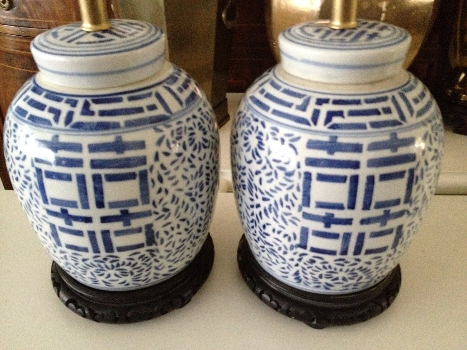 PRIVATE LISTING SUSAN Lamps Ginger Jar Blue and White
