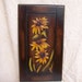 Painted SUNFLOWERS painting vintage cabinet door signed Kathy retro 24" high Van Gogh style thick texture AMAZING
