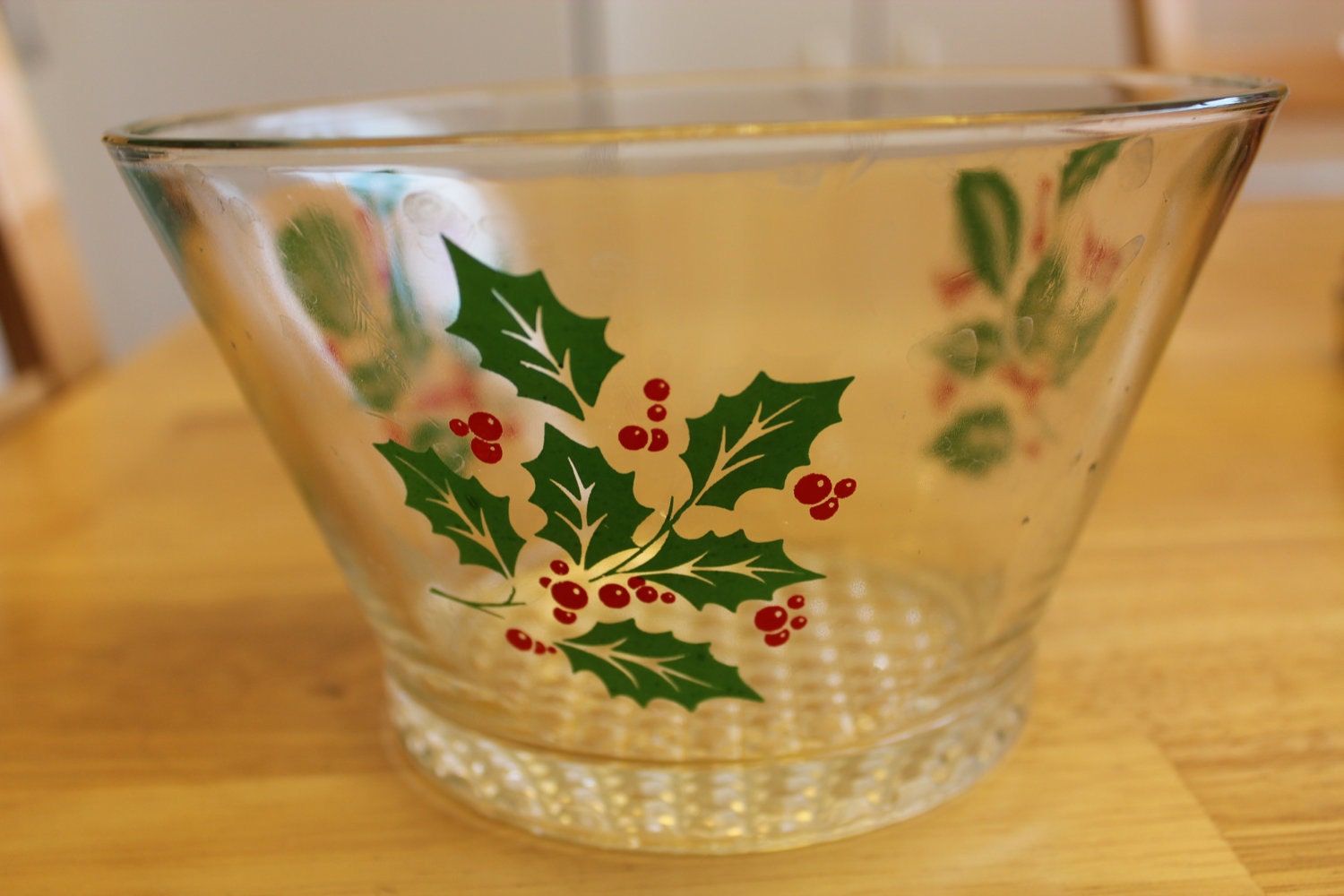 Christmas Serving Bowl Vintage Holly And Berries Haute Juice