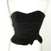 Vintage black velvet strapless bustier corset boned crop top with bow detail size XS S UK 6 8