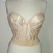 Vintage strapless corset bustier strapless longline bralet bra ivory cream champagne lace trim 36D medium
