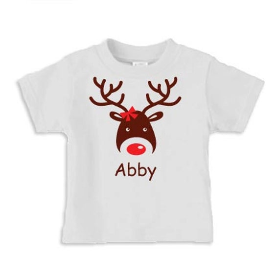 Personalized reindeer t shirt, custom Holiday reindeer shirt for a girl Il_570xn