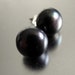 Sterling Silver earrings black freshwater pearl, black purple dark chromatic, little round circle sphare, studs fashion elegant unique