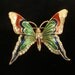 Antique Butterfly Jelly Belly Brooch with Rhinestone Detail Vintage Figural Jewelry