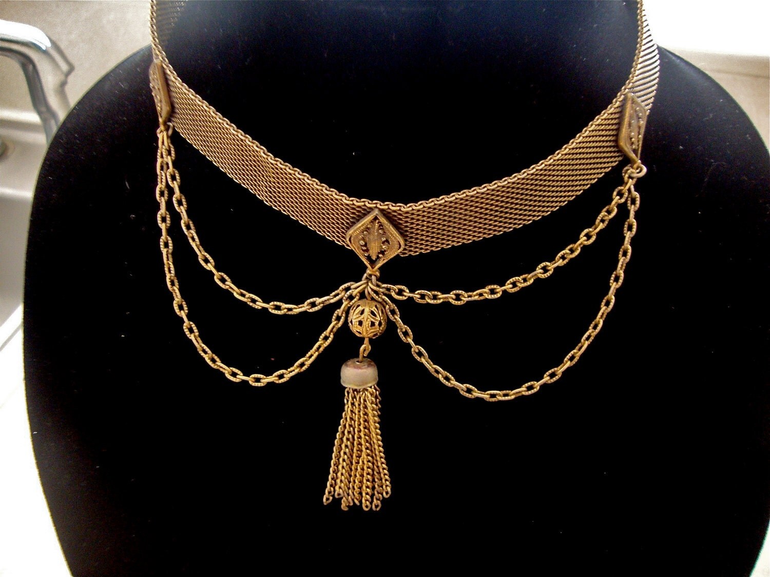 Antique Festoon Chain Necklace Collar by CrimsonVintique on Etsy