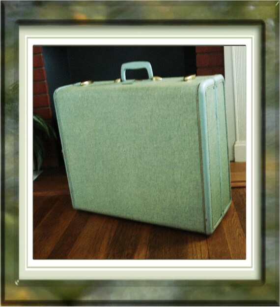 Samsonite Vintage Luggage Mint Green Tweed