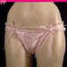 Vintage Panties Pink Satin String Bikini Thong Size Large L 7 Frilly Rhinestones Ruffles Chiffon