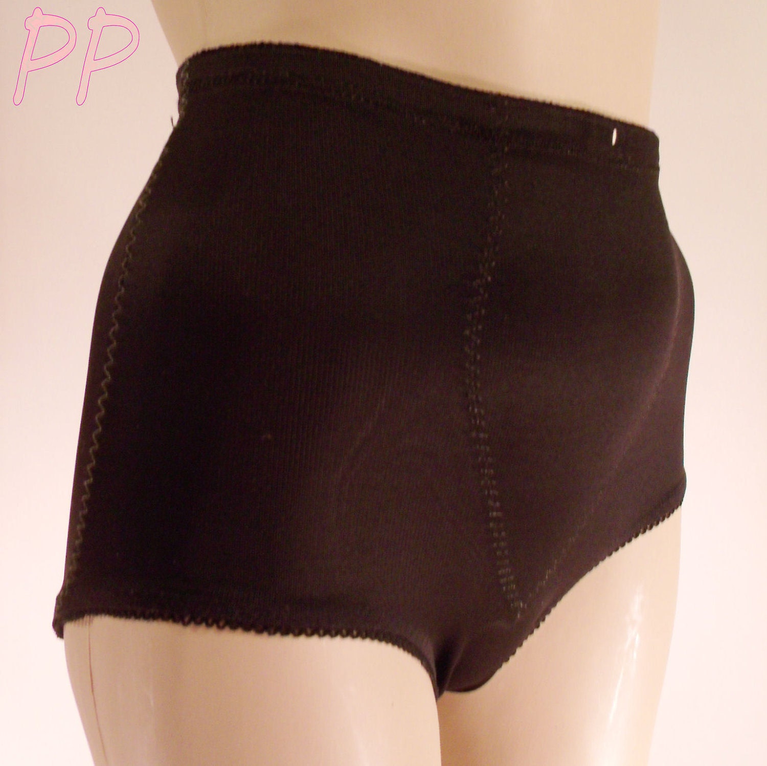 Vintage Black Nylon Spandex Briefs Shaper Panties Pinup