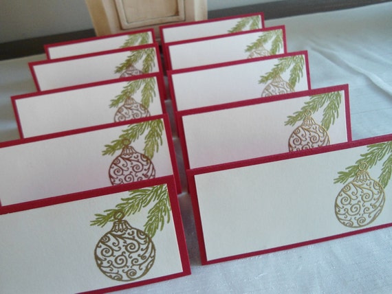Gold Embossed Christmas Ornament Place/Escort Cards